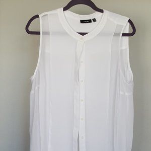 APT 9 Blouse Sz 1x Sheer White Sleeveless Button Down